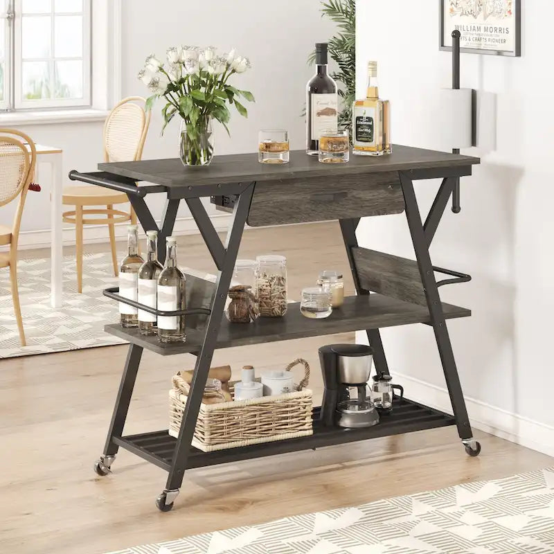 41.7 inch Wide Rolling Kitchen Island with Drawer
