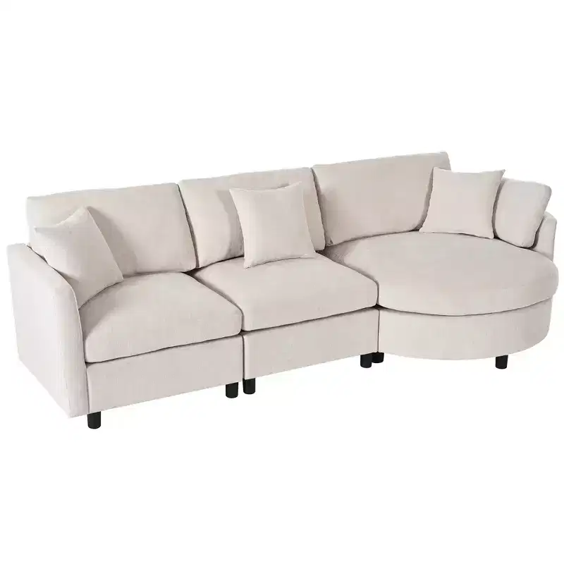 105.5 Upholstered Combination Sofas with Three Pillows and Curved Seat-ModernLuxe