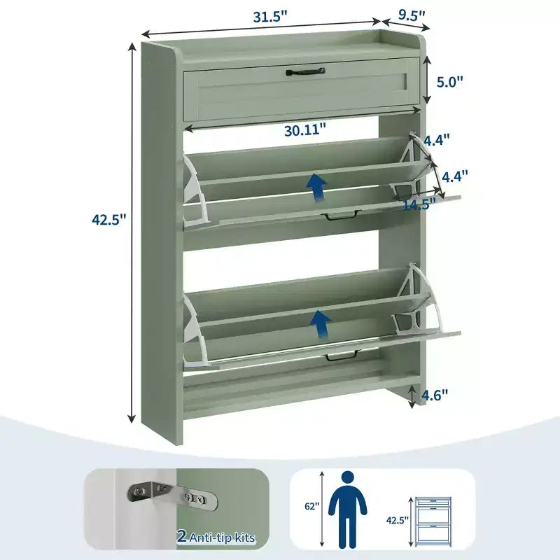 Shoe Cabinet for Entryway  [Number] Flip Drawers & Top Drawer, Wood Hidden Storage, Freestanding Narrow Organizer for Hallway, Living Room