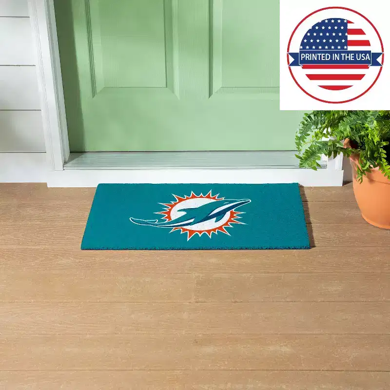 Evergreen Full Color PVC Mat, 16 x 28, Miami Dolphins Indoor and Outdoor Home Decor