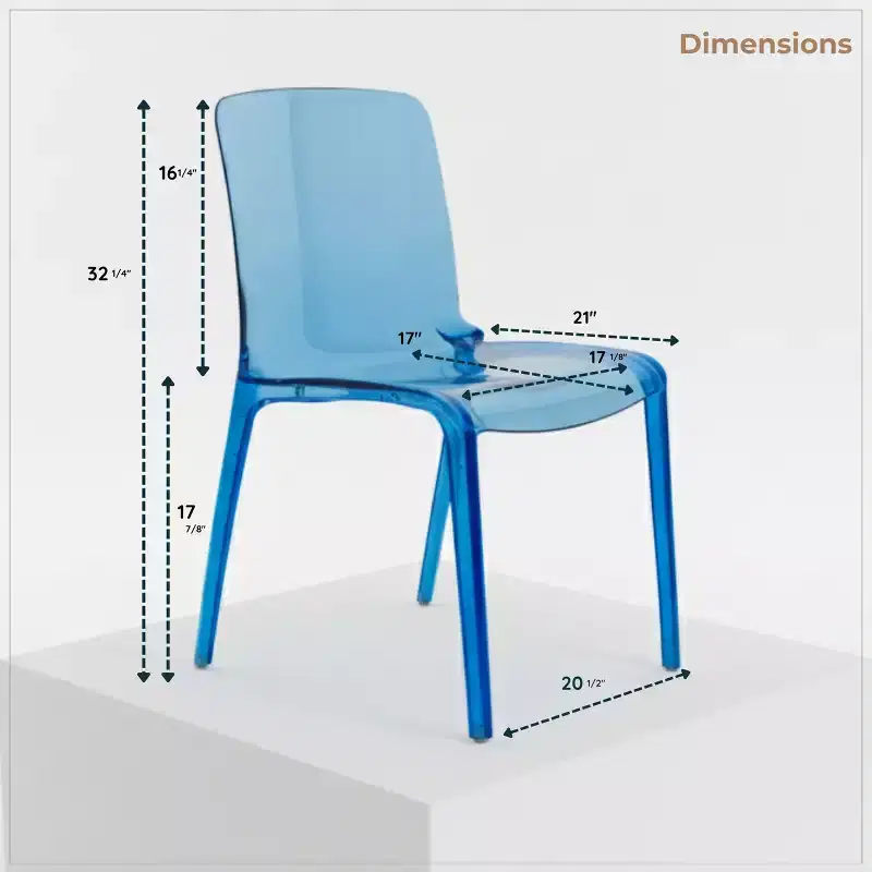 LeisureMod Murray Mid-Century Modern Dining Chair - Waterfall Edge Design Acrylic, Ergonomic and Stackable, Set of 4