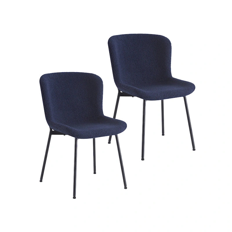 Fabric Upholstered Armless Dining Chairs with Powder-Coated Steel Legs, Set of 2