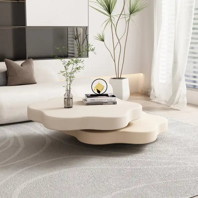 Modern Creative Cloud-Shaped Rotating Coffee Table - Unique Swivel Design Accent Table for Living Room