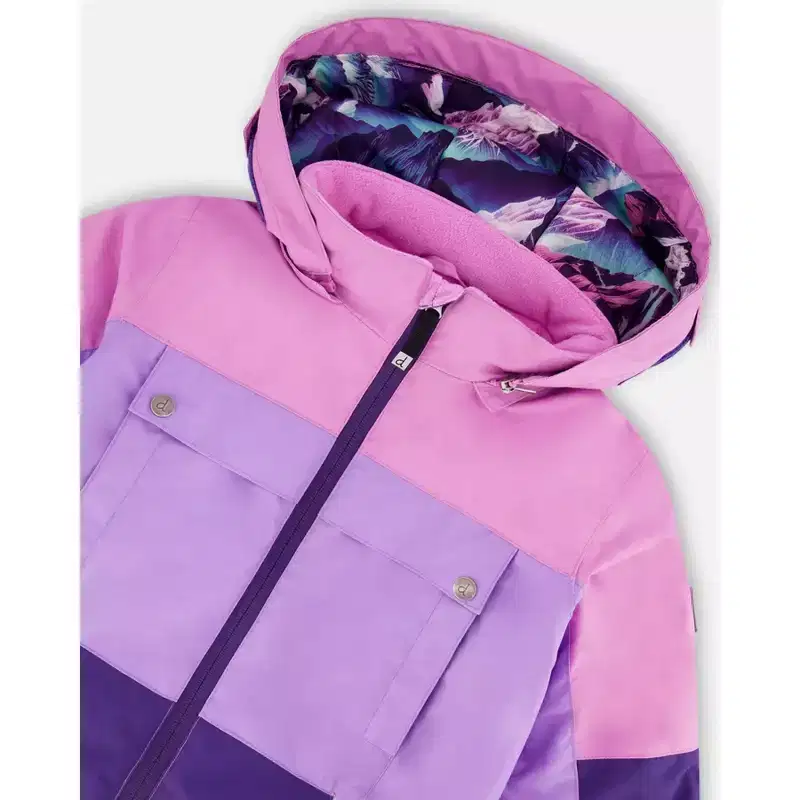 Deux par Deux Girl Two-Piece Teknik Snowsuit Purple Mountain Print