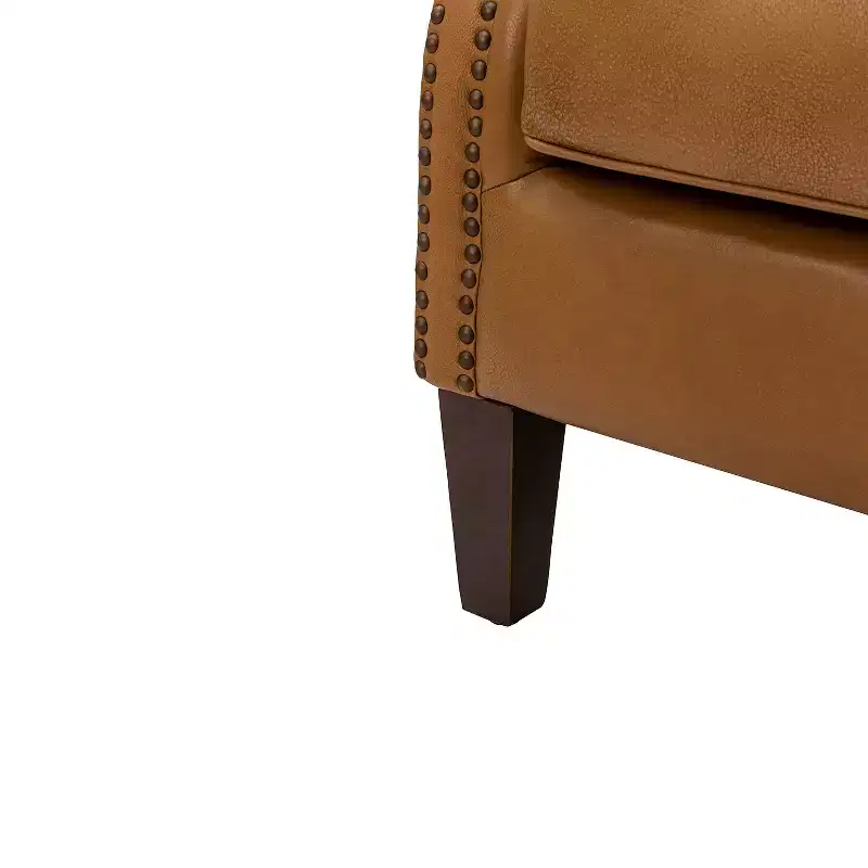 Valerius Genuine Leather Armchair with Nailhead Trims and Solid Wood Legs | HULALA HOME