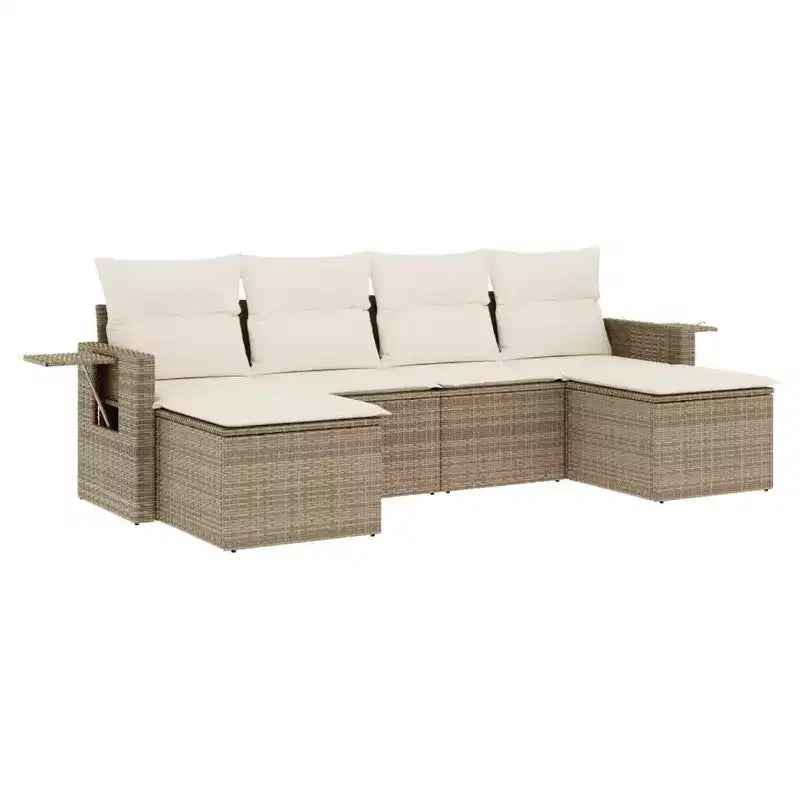 vidaXL 6 Piece Patio Sofa Set with Cushions Gray Poly Rattan