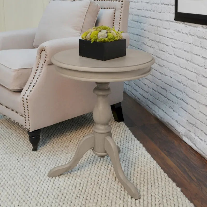 Round Accent Side Table, Copper Finish, Living Room End Table