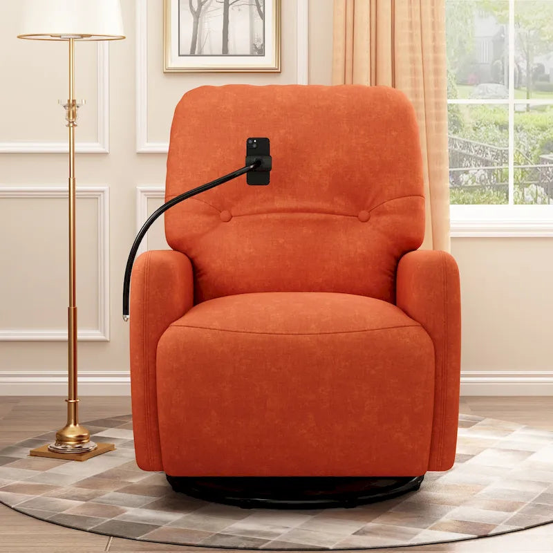 270-Degree Swivel Electric Recliner with Phone Holder and Rocking Motion