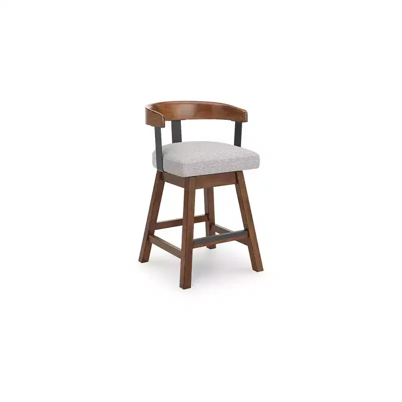 Signature Design by Ashley Ralene Counter Height Upholstered Swivel Barstools, Set of 2, Medium Brown