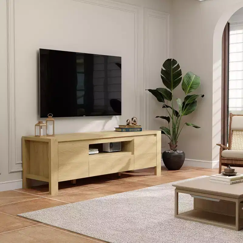 TV Stand with Doors and Cabinet, Entertainment Center, Entertainment Stand for TVs Up to 60, TV Console for Living Room, Bedroom