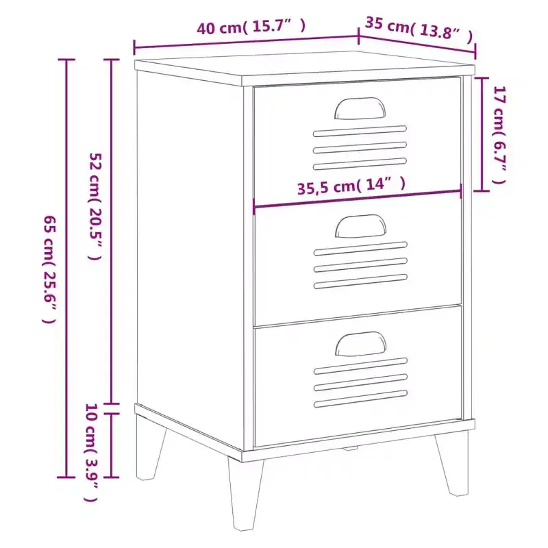vidaXL Bedside Cabinet Accent End Table Bedroom Furniture Engineered Wood - White Anthracite Gray