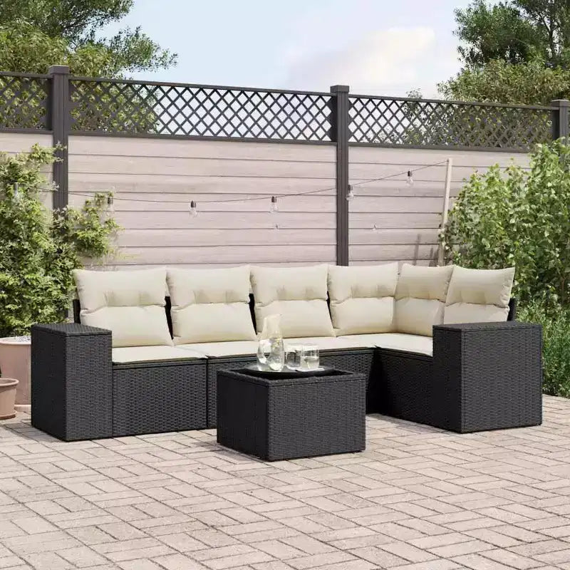 vidaXL 6 Piece Patio Sofa Set with Cushions Brown Poly Rattan