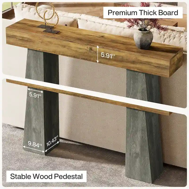 63-Inch Wooden Console Table for Entryway & Hallway