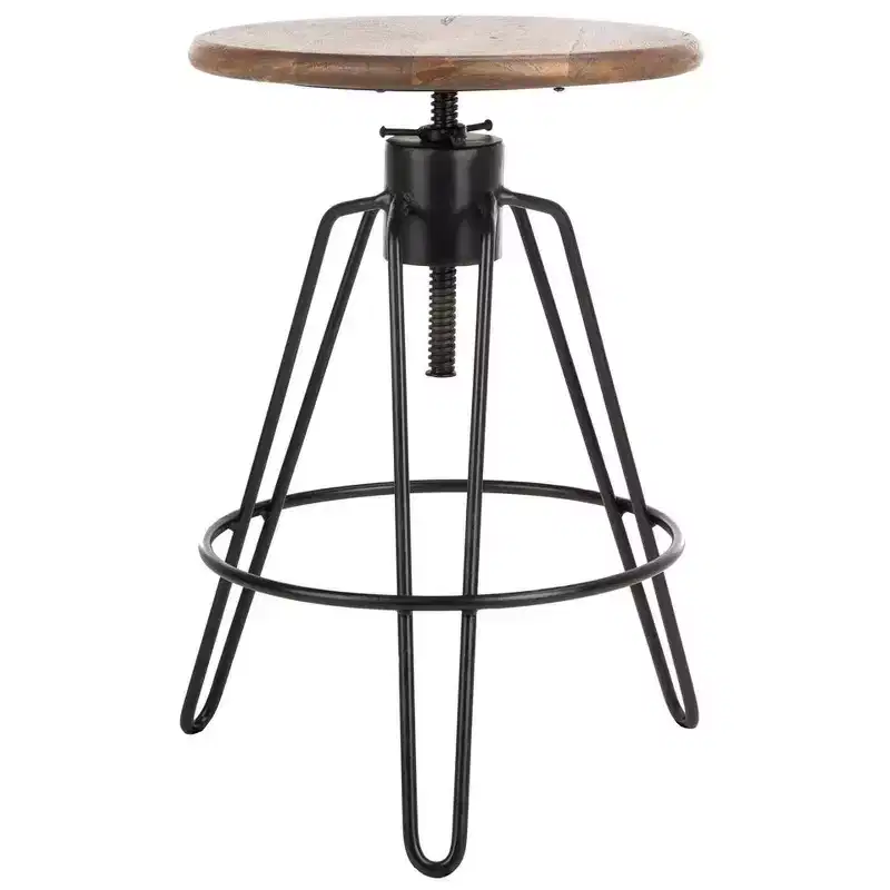 Kai Adjustable Swivel Counter Stool - BST3700 - Natural Honey/Black - Safavieh