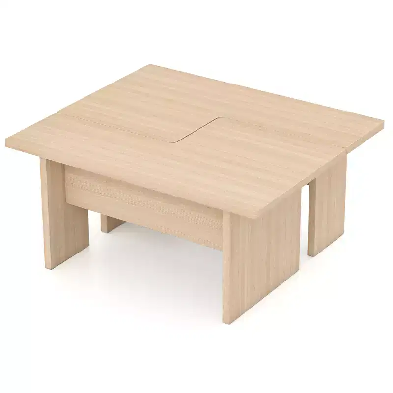 Costway Modular Coffee Table Set of 2 L Shaped Center Tables for Home Office Apartment Natural