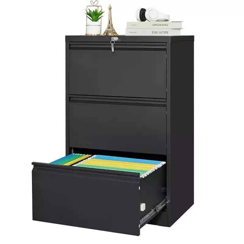 3 Drawer, Lateral File Cabinet with Lock, Large Capacity Office Storage, for Home, Office