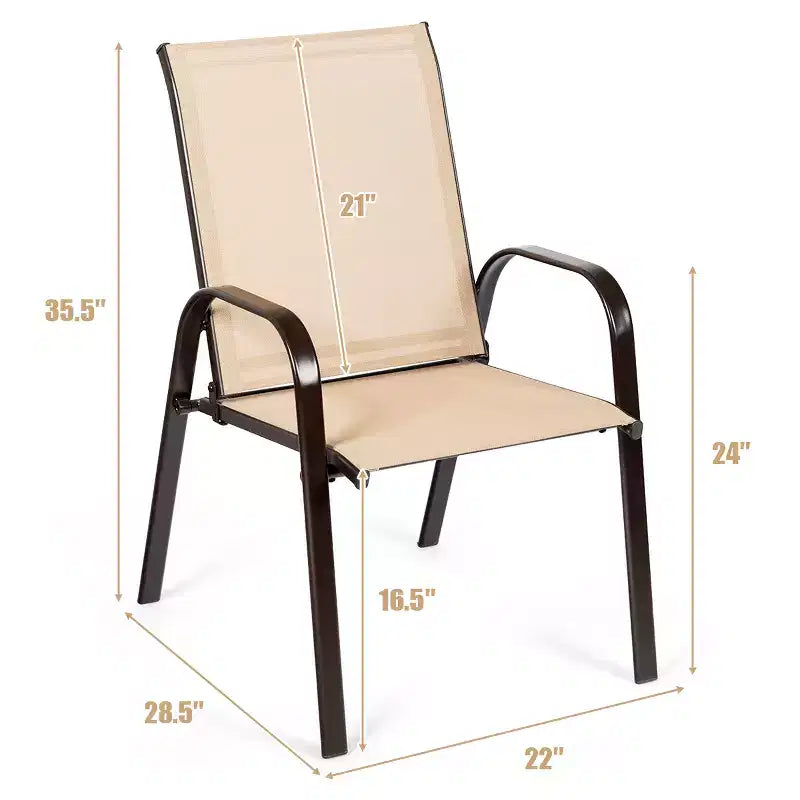 Costway 4PCS Patio Chairs Garden Deck Yard with Armrest Brown/Beige/Gray
