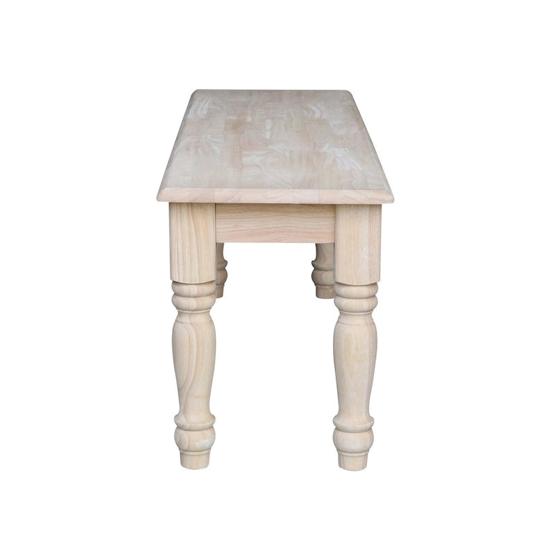 Unfinished Farmhouse Dining Bench, Solid Wood