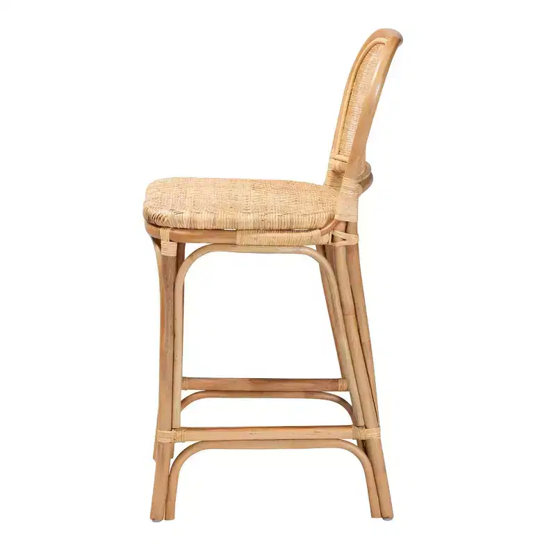 Baxton Studio Adrena Rattan Counter Height Barstool Natural Brown : Fixed Height, No Assembly, Spot Clean