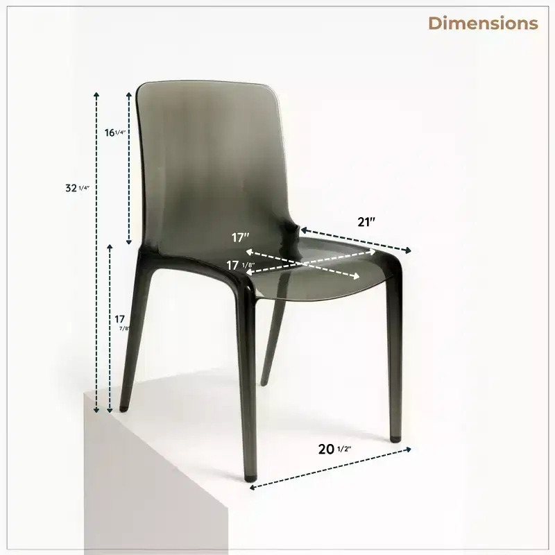 LeisureMod Murray Mid-Century Modern Dining Chair - Waterfall Edge Design Acrylic, Ergonomic and Stackable, Set of 4