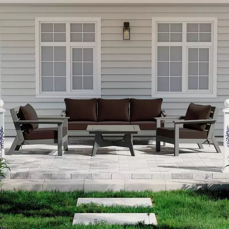 WestinTrends Avalon Outdoor 6-Piece Modular Sectional Patio Furniture Sofa Set, Gray/Brown