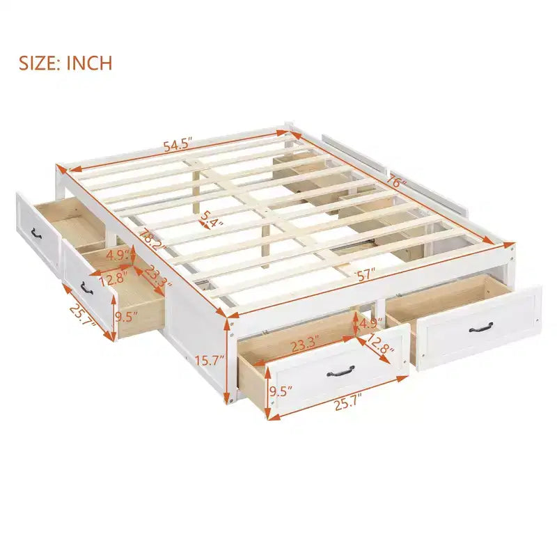 Luxystar Full Size 6 Drawers Storage Platform Bed