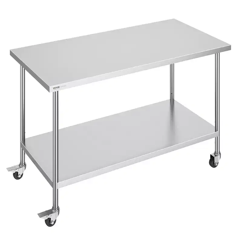 Stainless Steel Work Table 30''x60''x38'' with Wheels & Adjustable Height
