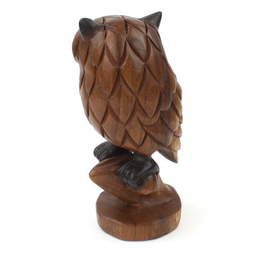 Carved Rain Tree Owl on Branch
