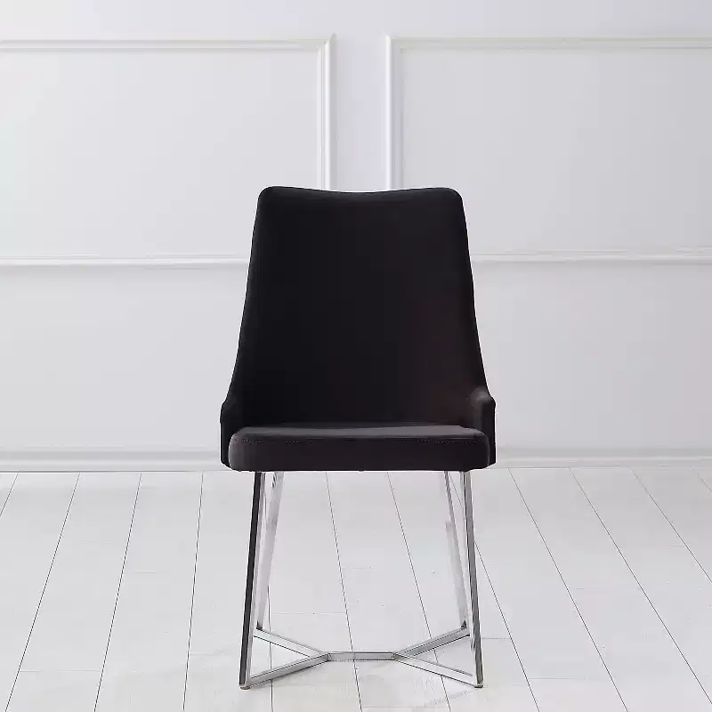 HOMES: Inside + Out Set of 2 Chander Glam Microfiber Upholstered Dining Chairs Black