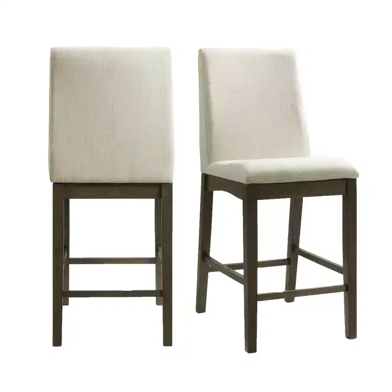 Simms Counter Height Side Chair Set Walnut - Picket House Furnishings: Upholstered, Modern Design, Fixed Height