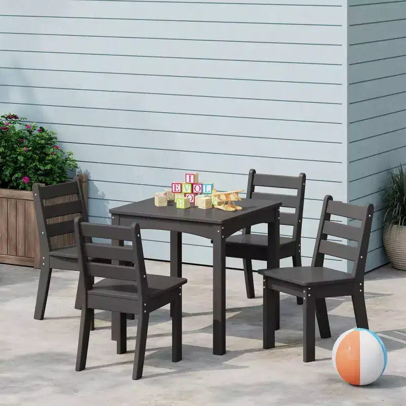 WestinTrends Treehouse Kids 5-Piece HDPE Dining Table and Chairs Set
