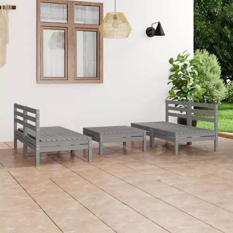 vidaXL Garden Lounge Set Grey Solid Pinewood Medium Modular