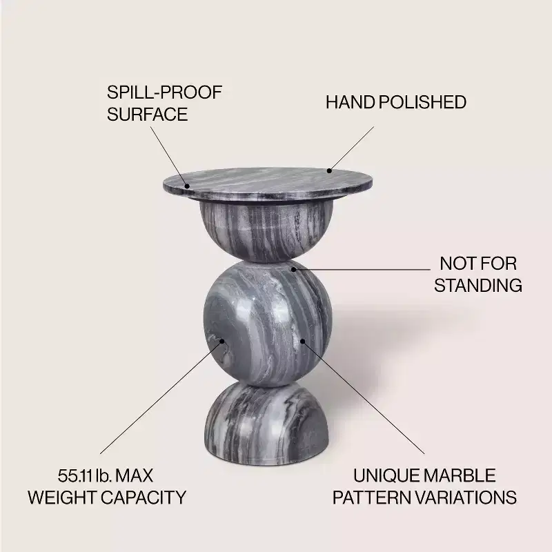 JONATHAN Y Aura 19 Modern Natural Marble Handmade Stacked Round Pedestal End Table