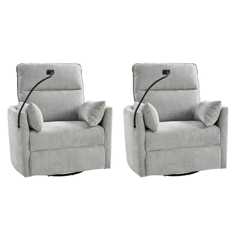 Julius 38 Power Rocking Swivel Nursery Recliner with USB Set of 2 | HULALA HOME