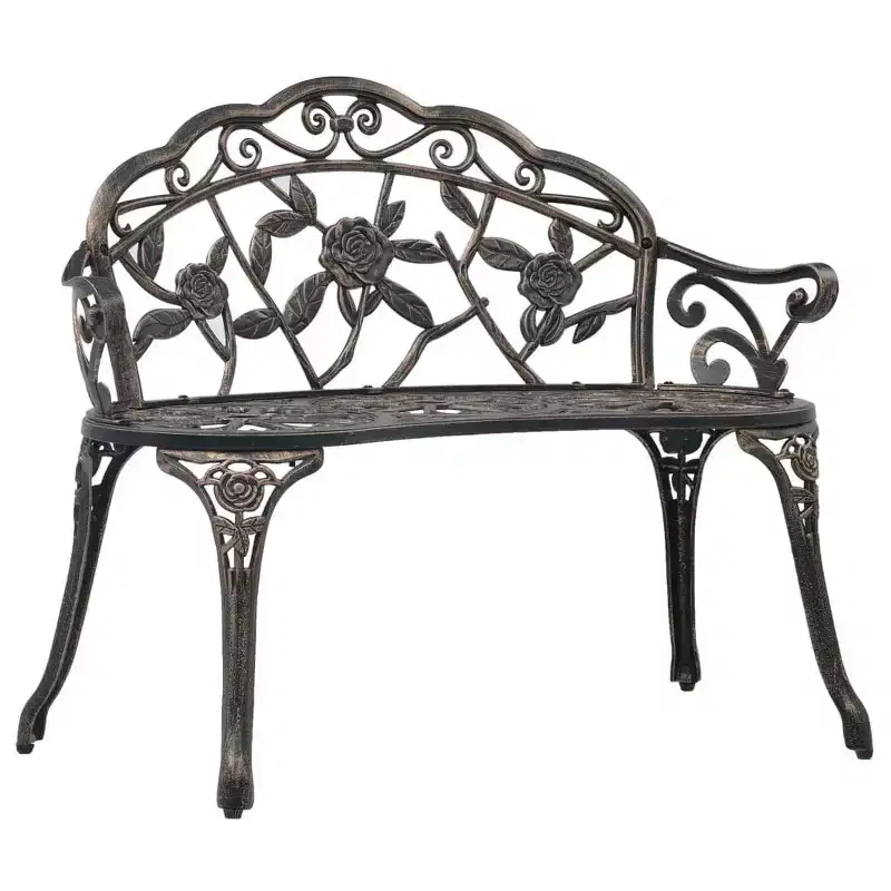 vidaXL Garden Bench Black Cast Aluminum, Cast Iron Medium