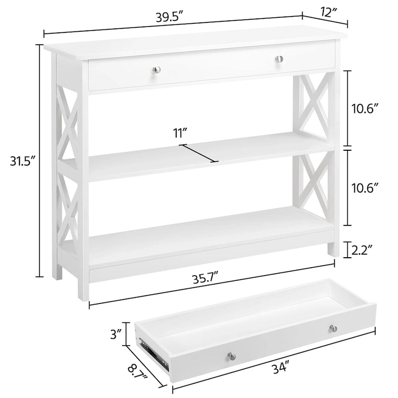 Console Table with 1 Drawer and 2 Open Shelves