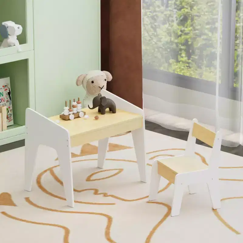 Kids Wood Table and Chair Set (1 Chair Included), ideal for arts & crafts, snack time, homeschooling, homework, and more.