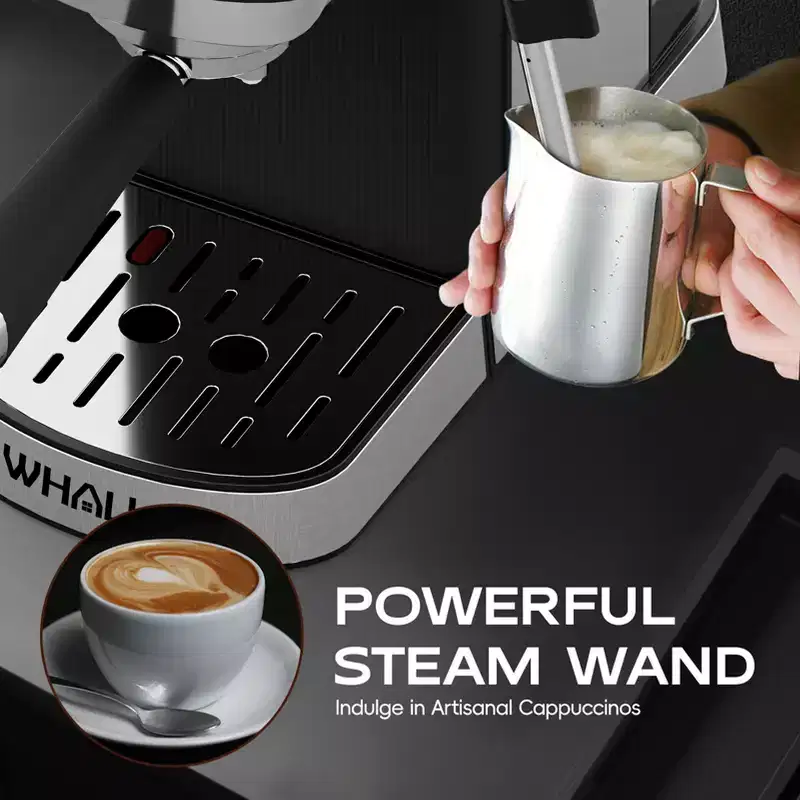 WHALL Touchscreen Espresso Machine 20 BarEspresso Coffee Maker with Milk Frother Steam Wand, Stainless Steel Coffee Machine with Removable Water Tank
