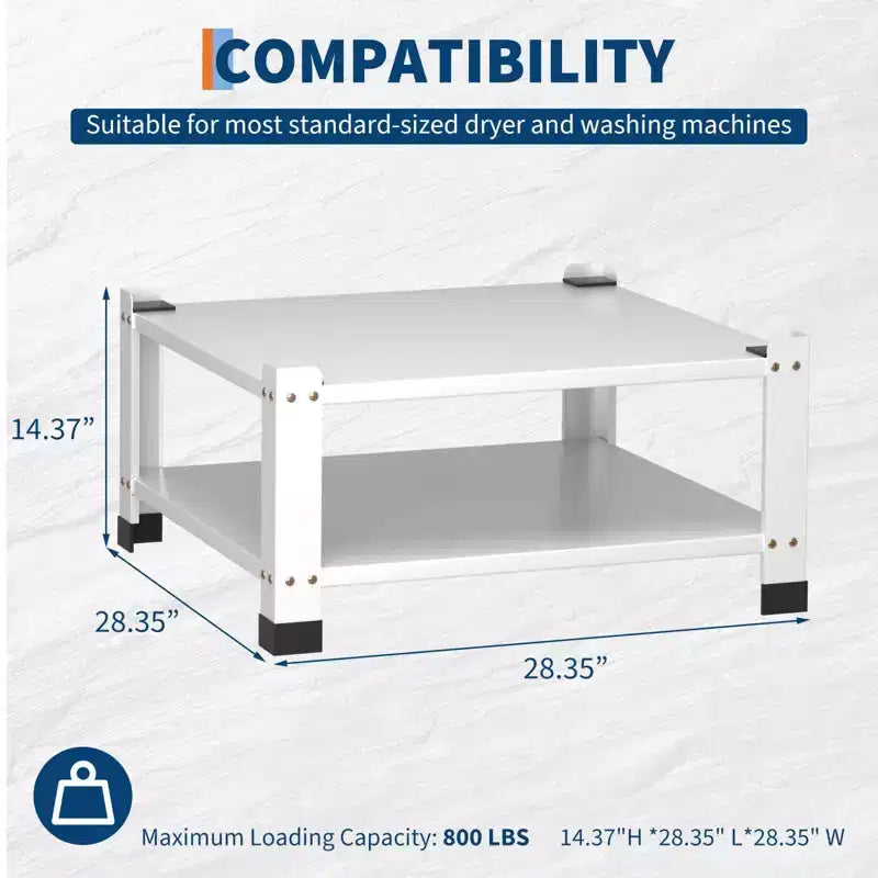 2-Pack Laundry Pedestal for Washer and Dryer with Storage Shelf, 28 Wide 14 High Universal Steel Stand with 800lb Capacity, White
