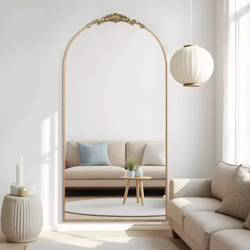 PexFix 71x38 Aluminum alloy thin edge right angle arched gold full body mirror