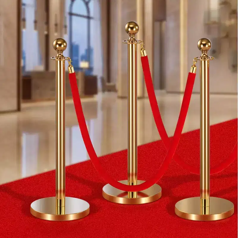 VEVOR 2 Pcs Red Velvet Stanchion Ropes, 5 ft Crowd Control Stanchion Red Velvet Ropes with Gold Hooks, Post Queue Barrier Carpet Rope, Red