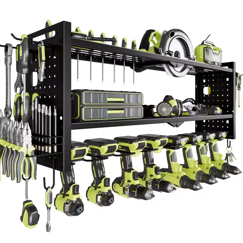 Hausource 3-Tier Power Tool Organizer Shelving Heavy Duty Storage Rack, Black