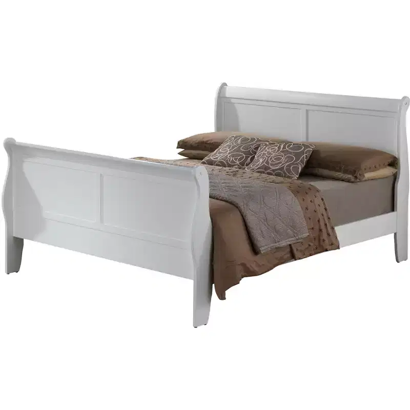 Passion Furniture Louis Philippe King Sleigh Wood Bed with High Footboard