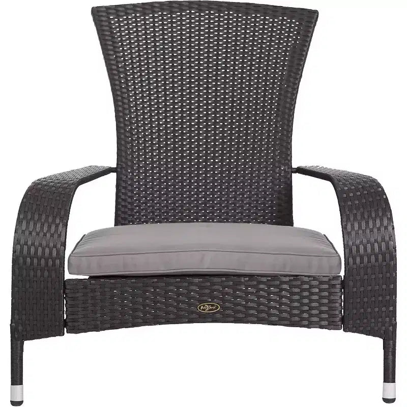 Balkene Home 62430 Coconino Wicker Chair All Weather Lightweight Durable Adirondack Style Chair Grey Outdoor Cushion Included - Black