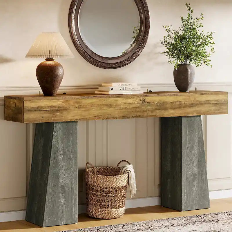 63-Inch Wooden Console Table for Entryway & Hallway