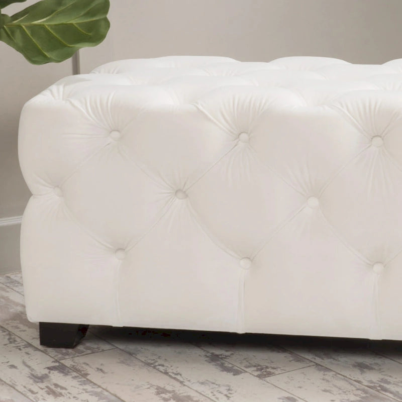 Tufted Velvet Ottoman Bench - Button Detail Upholstered Entryway Bench for Bedroom