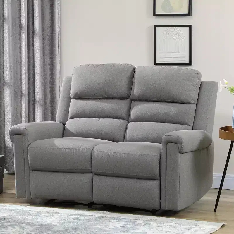 HOMCOM Modern Loveseat Recliner Sofa with Thick Sponge Padding, 2 Seater Couch Recliner Couch Manual Reclining Sofa Loveseat Couch