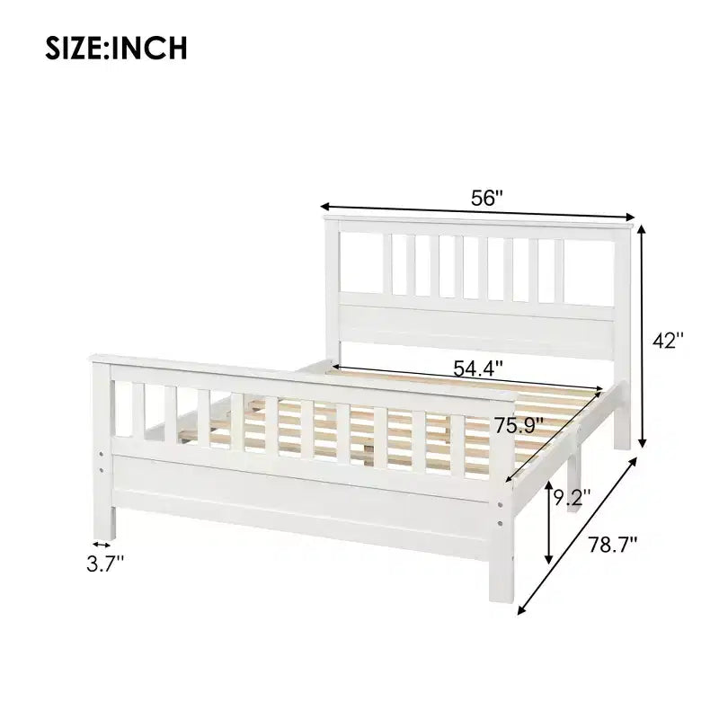 Luxystar Wood Platform Bed with Headboard and Footboard, White