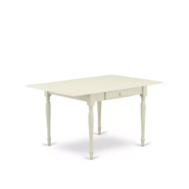 3-Pc Linen White Finish Solid Wood Top Dining Table Set - Seats 2