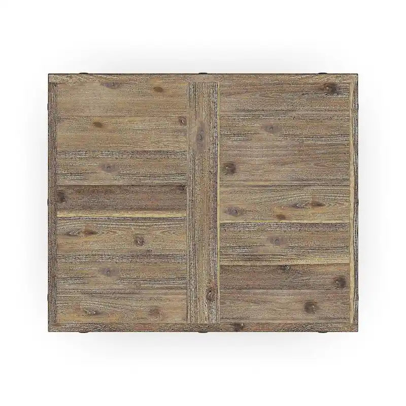 Brown Wood End Table with Rustic Industrial Design - 21 x 23 x 25